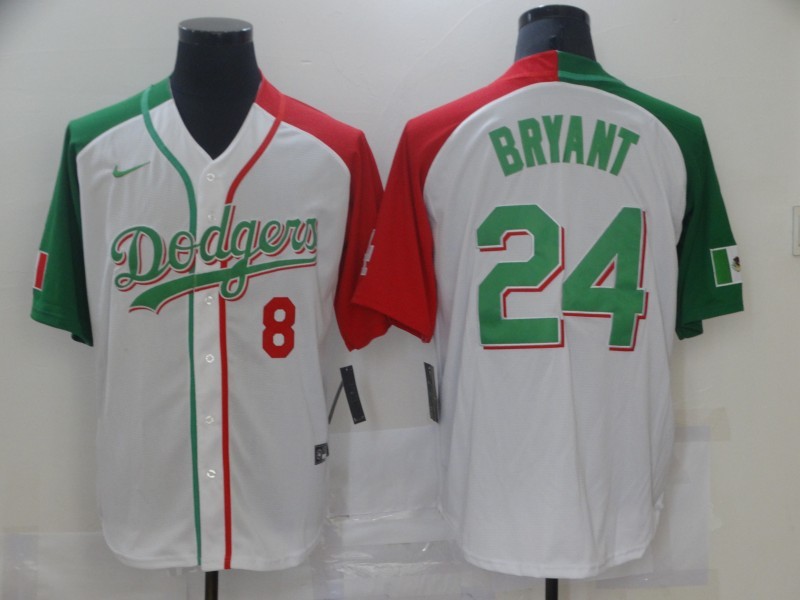 Men's Los Angeles Dodgers Kobe Bryant #8-24 White Jersey